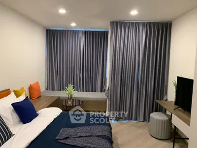 Modern bedroom with stylish decor and cozy ambiance