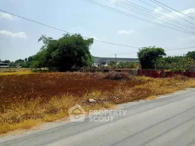 Spacious land plot with potential for development, featuring clear skies and accessible road frontage.