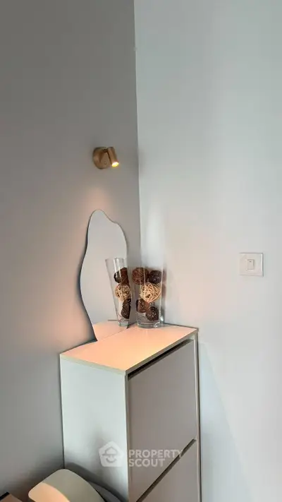 Modern interior corner with stylish decor and soft lighting