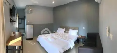 Modern bedroom with minimalist design and cozy ambiance