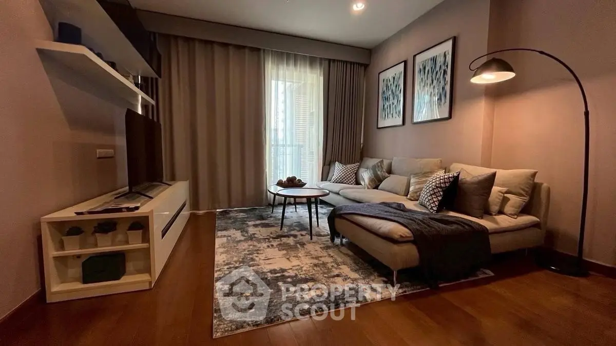 Stylish modern living room with cozy sectional sofa and elegant decor