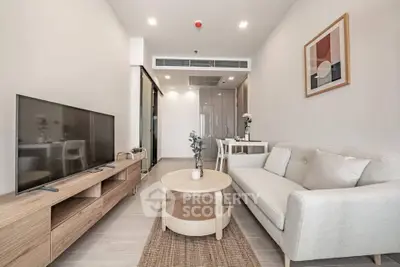 Modern living room with sleek furniture and stylish decor