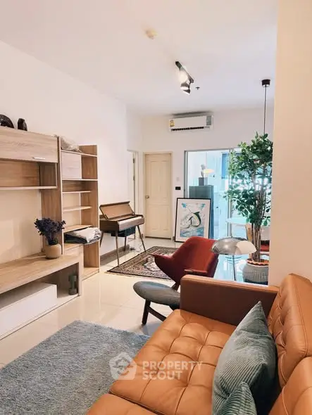 Stylish living room with modern furniture and natural light