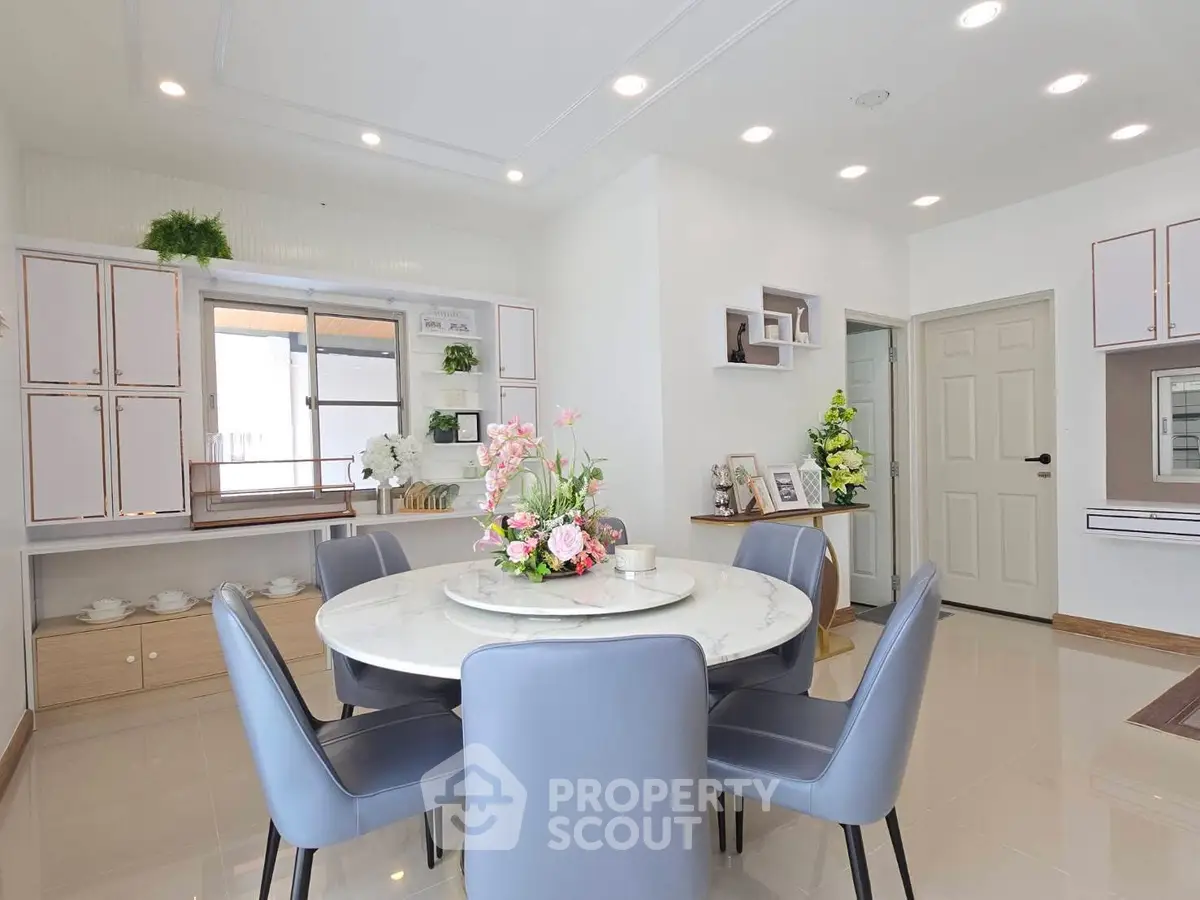 Elegant dining area with modern decor and stylish furniture