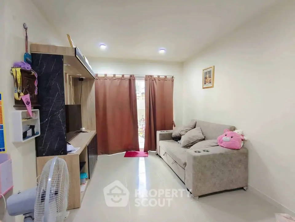 Cozy living room with modern decor and natural light