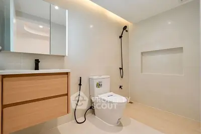 Modern bathroom with sleek fixtures and minimalist design