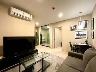 Modern living room with sleek furniture and stylish decor