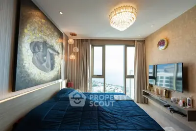Luxurious bedroom with stunning city view and elegant decor