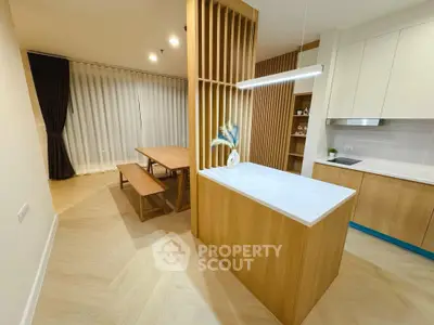 Modern kitchen with wooden accents and open layout design