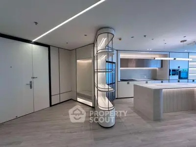 Modern open kitchen with sleek design and island counter