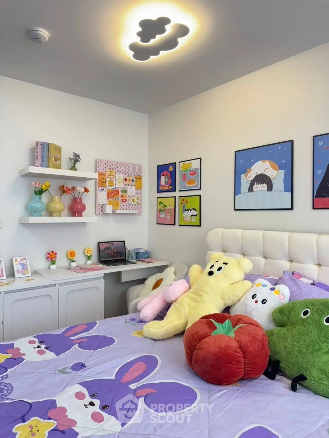Charming bedroom with playful decor and cozy ambiance, perfect for a child's dream space.