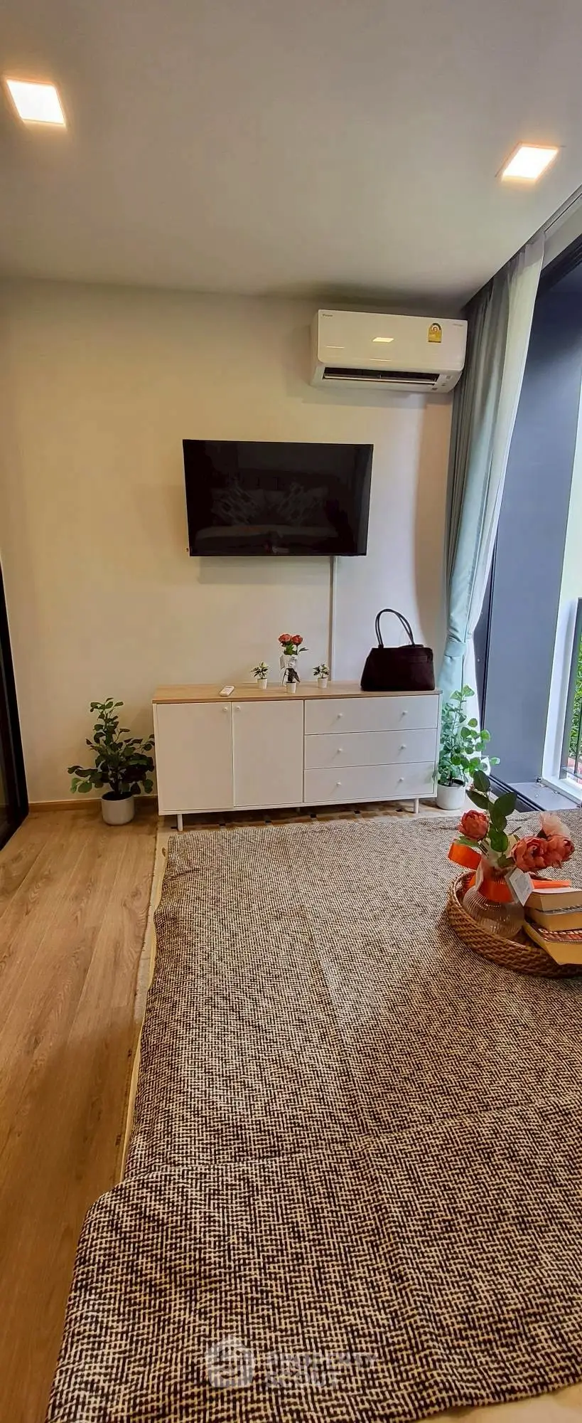 Modern living room with stylish decor and natural light