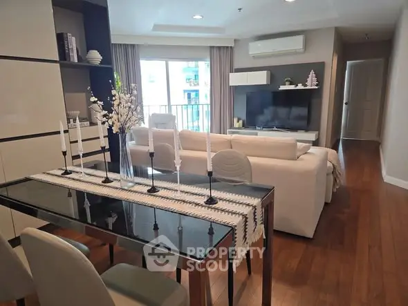 Modern living room with elegant decor and natural light