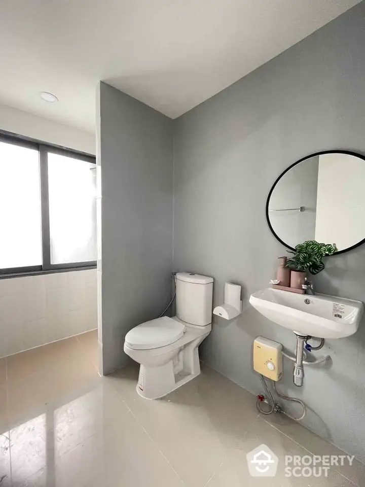 Modern bathroom with sleek design and natural light