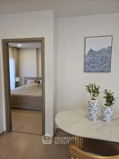 Modern apartment interior with cozy bedroom and stylish decor