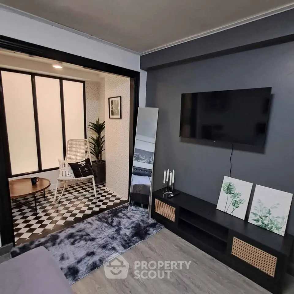 Stylish living room with modern decor and cozy seating area