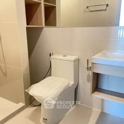 Modern bathroom with sleek fixtures and contemporary design