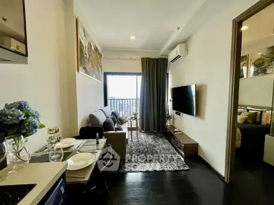 Modern living room with balcony view in stylish apartment