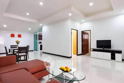 Spacious modern living room with open layout and stylish furniture