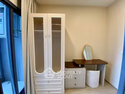 Charming bedroom corner with elegant wardrobe and stylish vanity desk