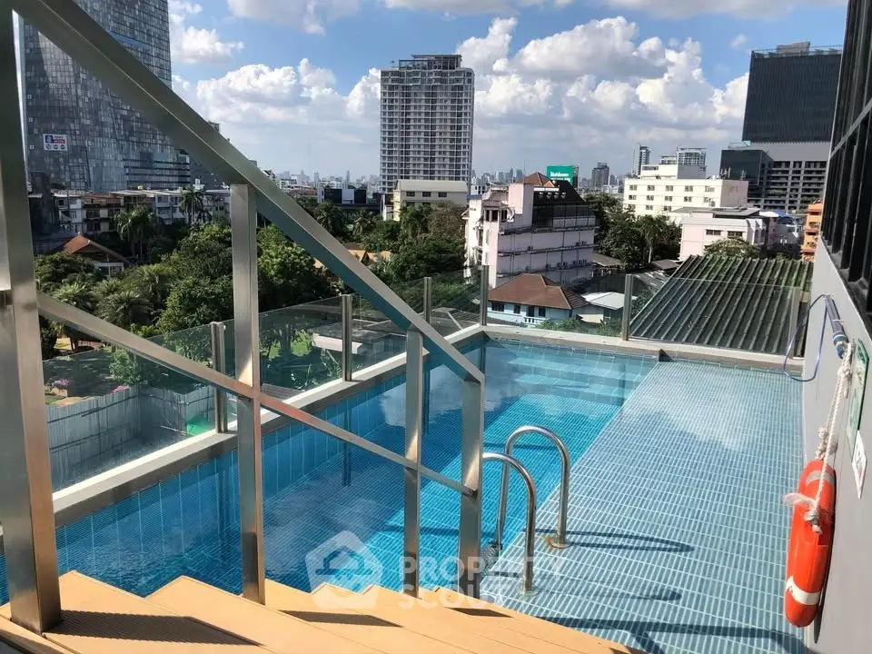Stunning rooftop pool with city skyline views, perfect for relaxation and leisure in a modern urban setting.