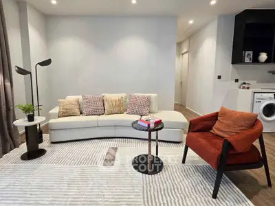 Modern living room with stylish furniture and cozy ambiance