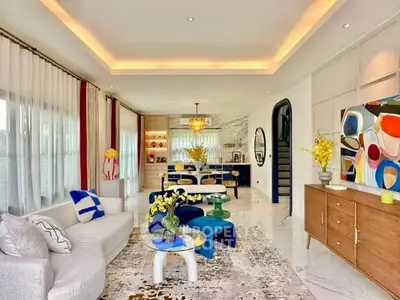 Luxurious modern living room with vibrant decor and open layout, perfect for stylish urban living.