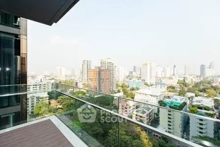 Stunning cityscape view from a modern high-rise balcony, perfect for urban living enthusiasts.