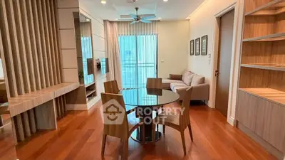 Modern living room with wooden flooring and stylish furniture