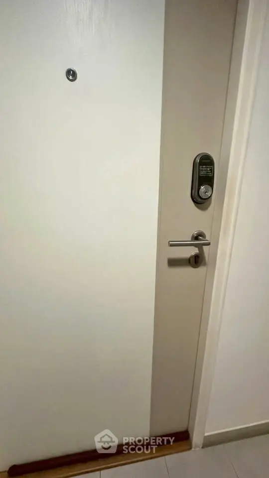 Modern apartment entrance with secure digital lock system