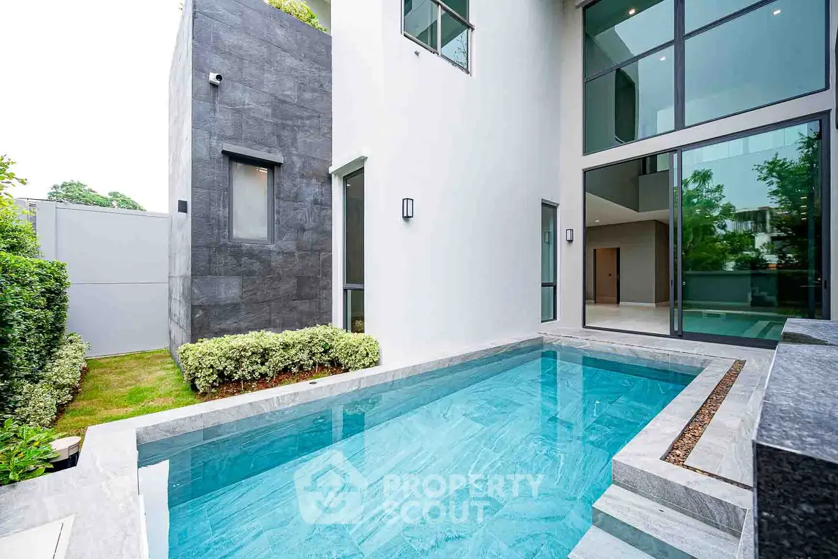 Modern luxury home with private pool and sleek architectural design.
