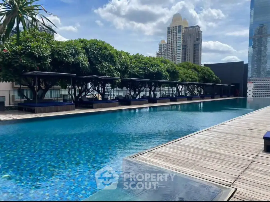Luxurious rooftop pool with city skyline view, perfect for relaxation and leisure in an urban setting.