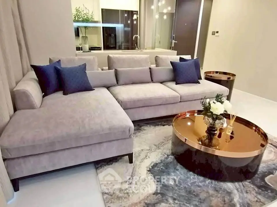 Luxurious modern living room with plush sectional sofa and elegant decor