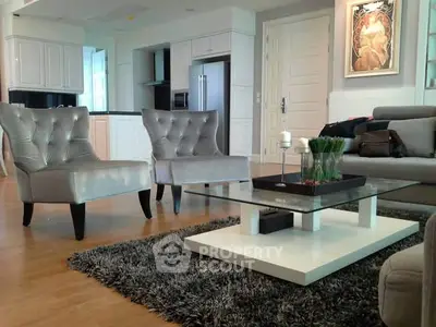 Luxurious modern living room with stylish furniture and elegant decor