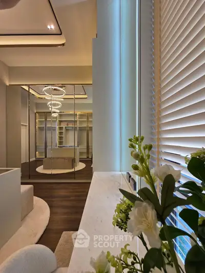 Luxurious modern living room with elegant lighting and stylish decor