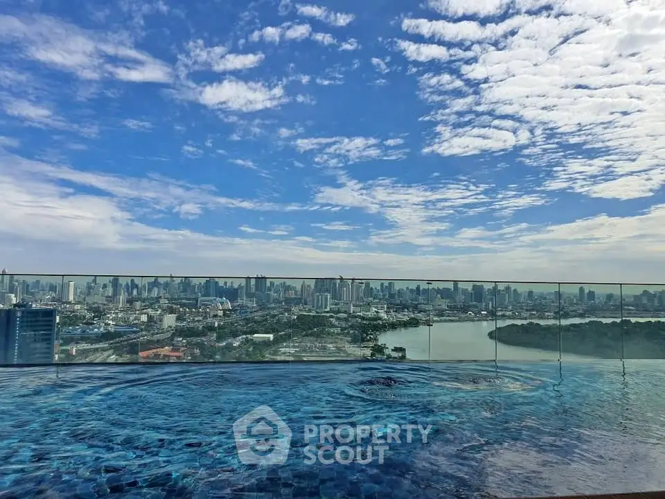 Stunning rooftop pool with panoramic city skyline view
