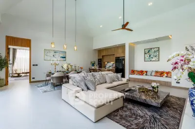 Luxurious open-plan living room with elegant decor and modern furnishings