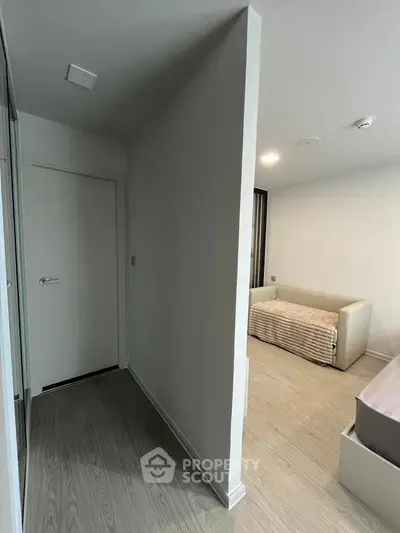 Modern apartment interior with minimalist design and cozy furniture