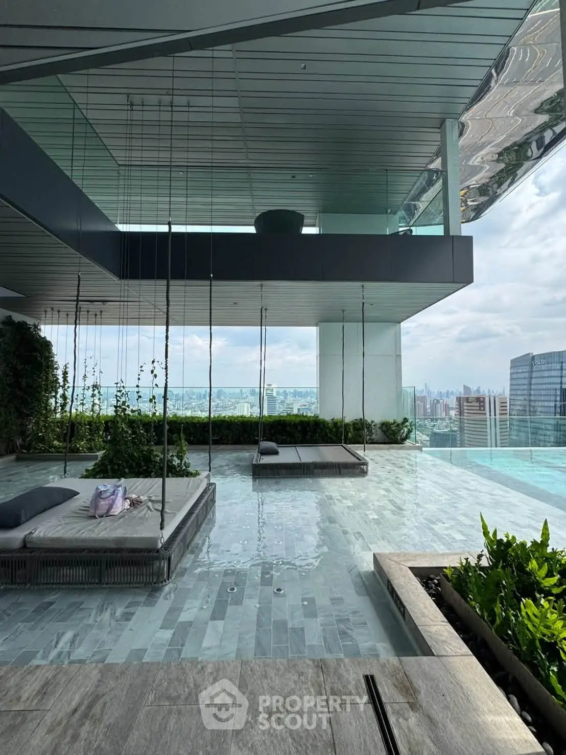 Luxurious rooftop pool with stunning city views and modern design