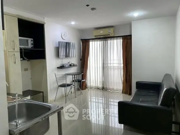 Modern living room with sleek furniture and natural light