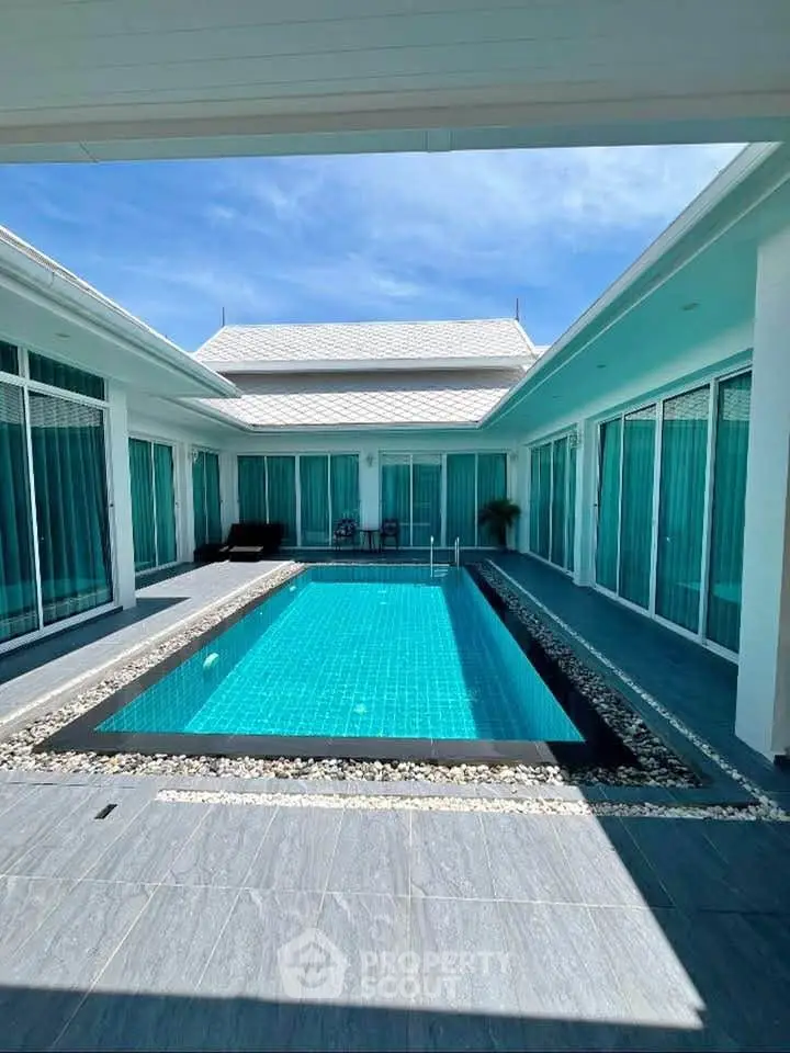 Luxurious modern villa with private pool and sleek design, perfect for relaxation and entertainment.