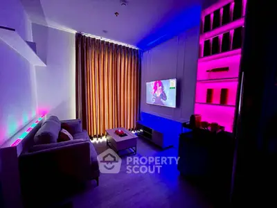 Modern living room with ambient LED lighting and stylish decor