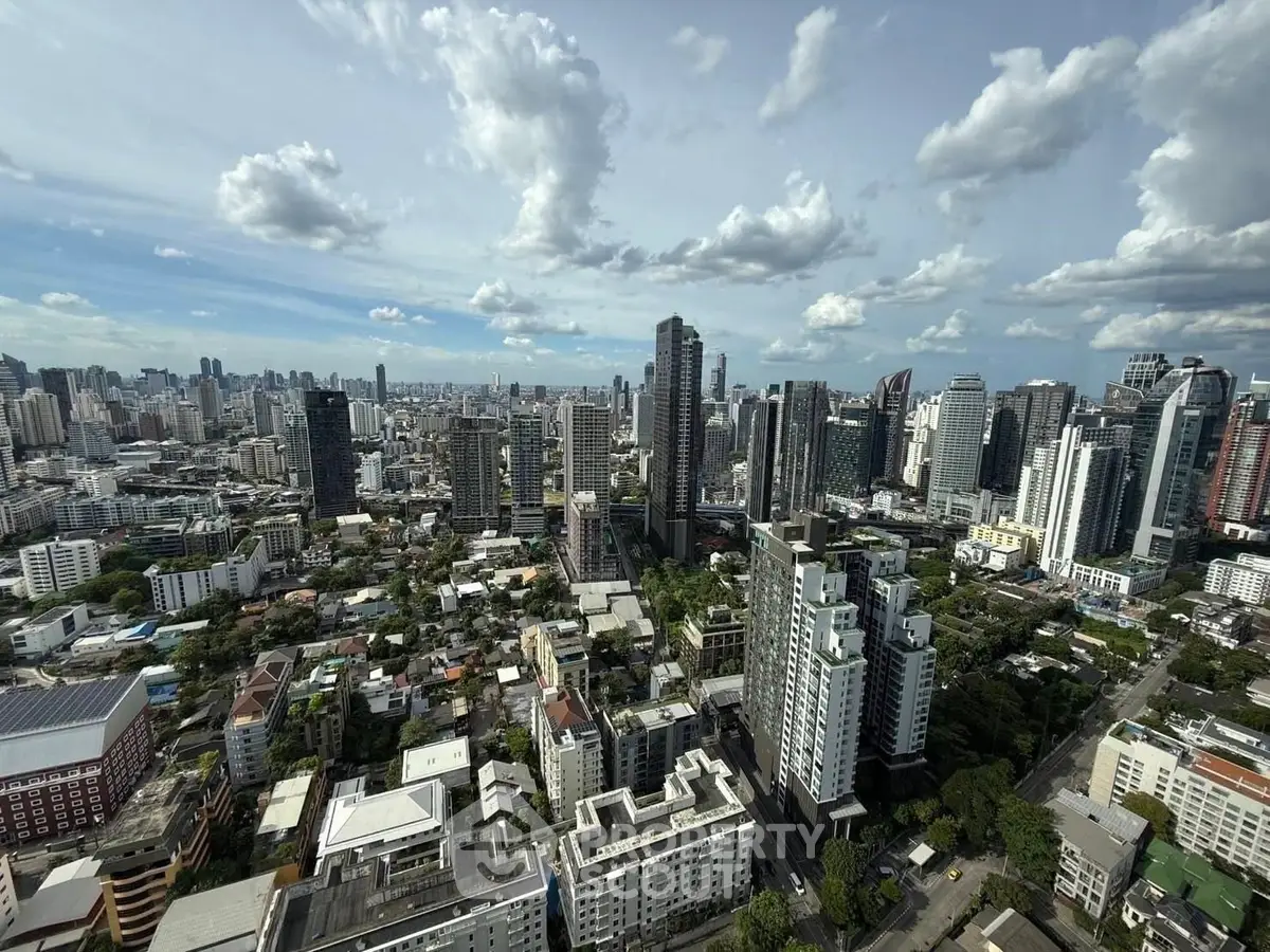 Stunning cityscape view showcasing modern skyscrapers and urban landscape under a vibrant sky.