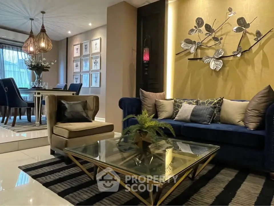 Luxurious living room with elegant decor and modern furniture