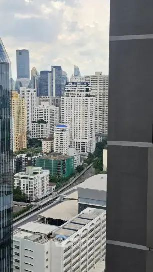 Stunning cityscape view from high-rise building showcasing urban skyline and modern architecture.