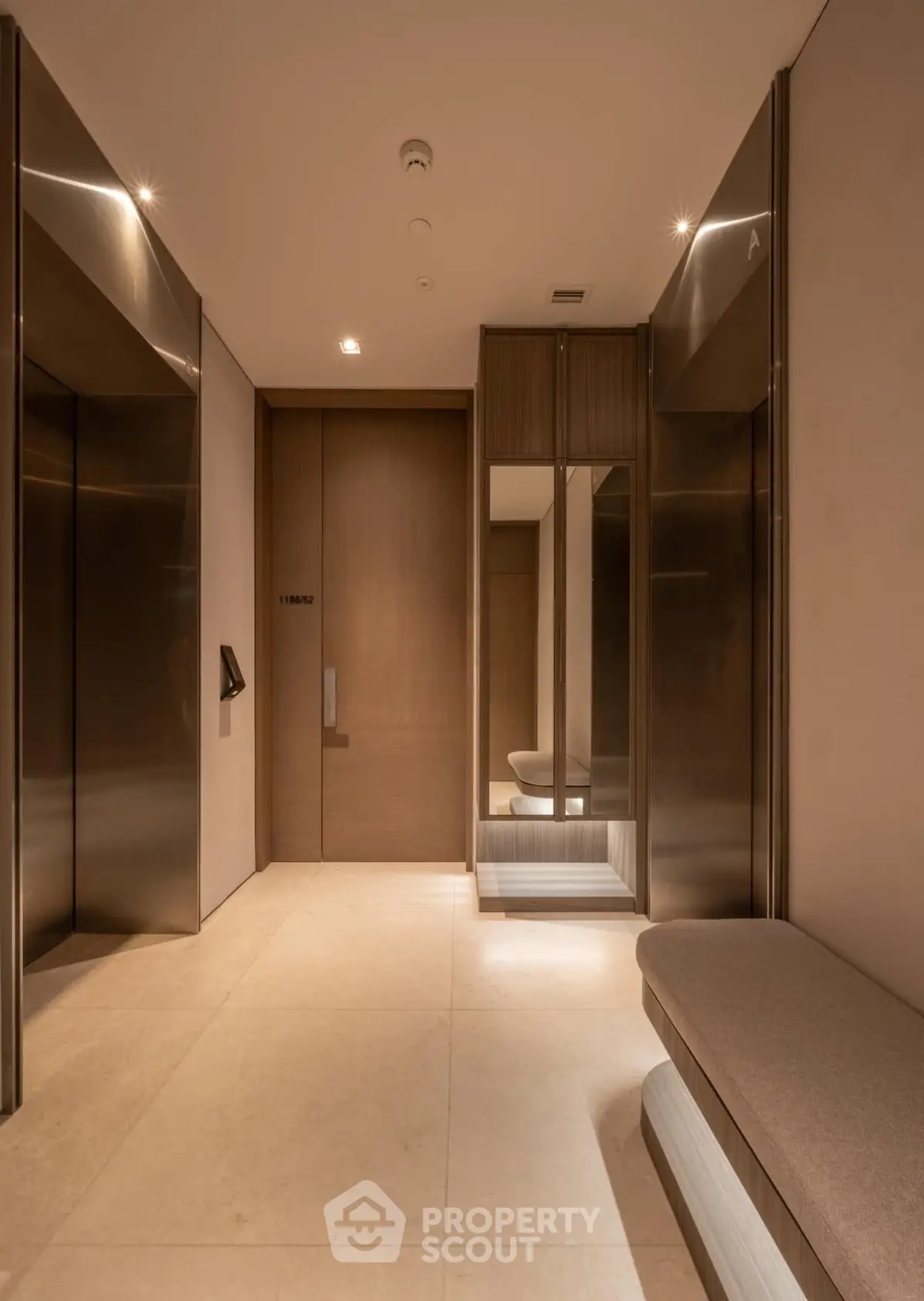 Luxurious modern elevator lobby with elegant lighting and sleek design