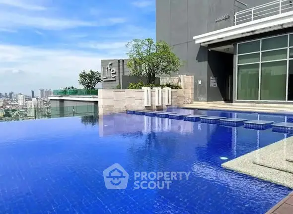Luxurious rooftop infinity pool with stunning city skyline views