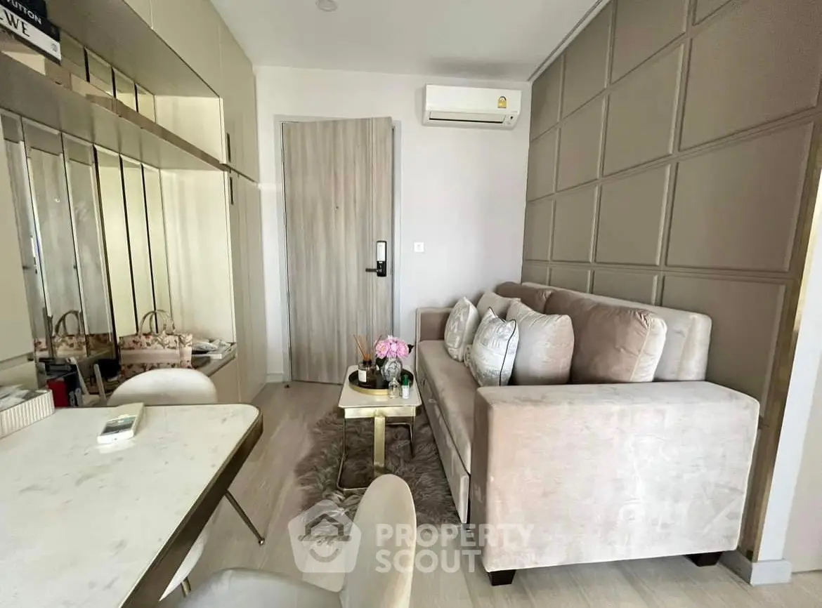 Stylish modern living room with plush sofa and elegant decor