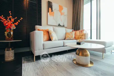 Stylish modern living room with elegant decor and large windows