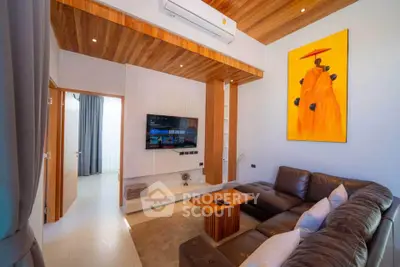 Modern living room with stylish decor and cozy seating area